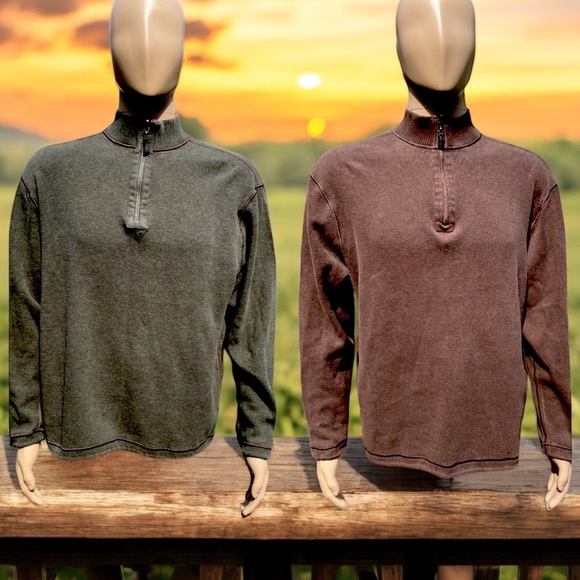 2-in-1 Age of Wisdom Reversible Brown/Olive 1/4 Zip Fleece Pullover - Picture 2 of 16